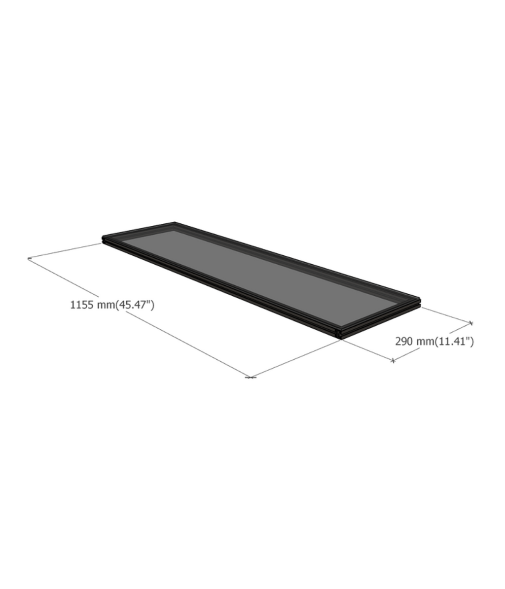 DF120 back half shelf dimensions diagram