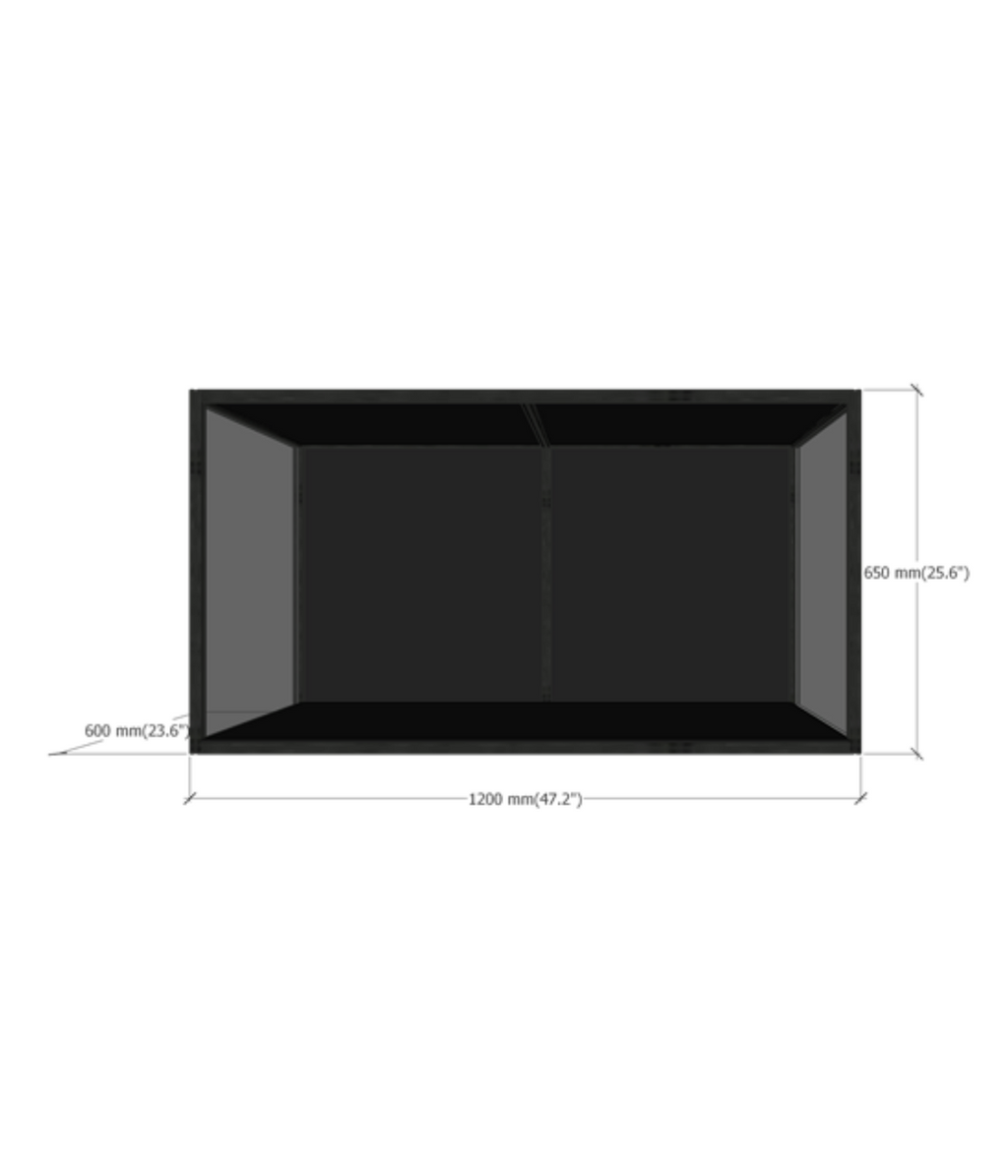 DF120 acrylic display case dimensions diagram