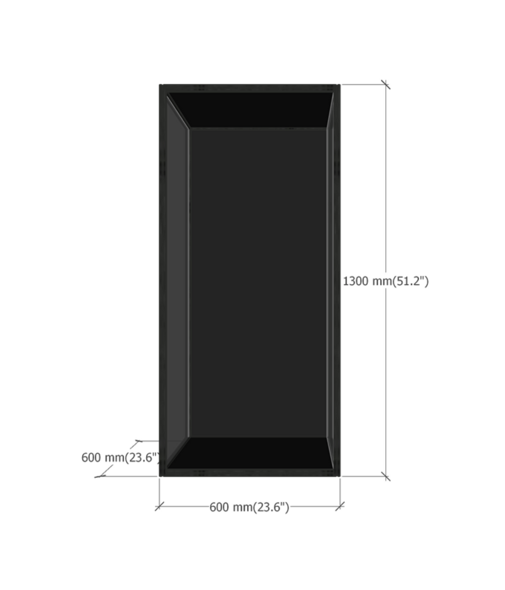 DF130 acrylic display case dimensions diagram