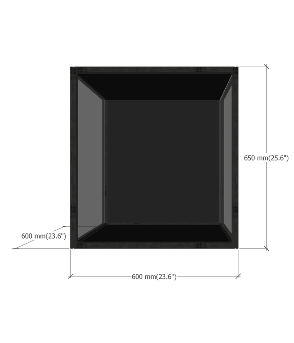 DF60 acrylic display case dimensions diagram