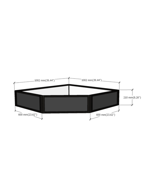 DF Series 45° Corner display risers 210mm dimensions diagram