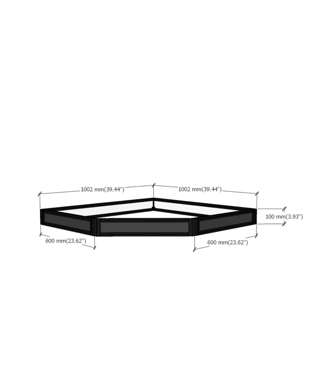 DF Series 45° Corner display risers dimensions diagram