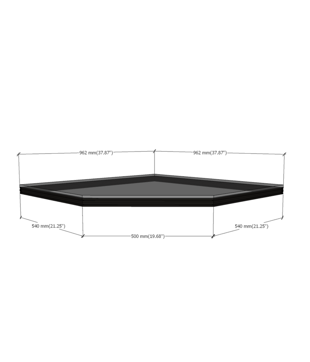 DF Series 45° Corner full shelf dimensions diagram