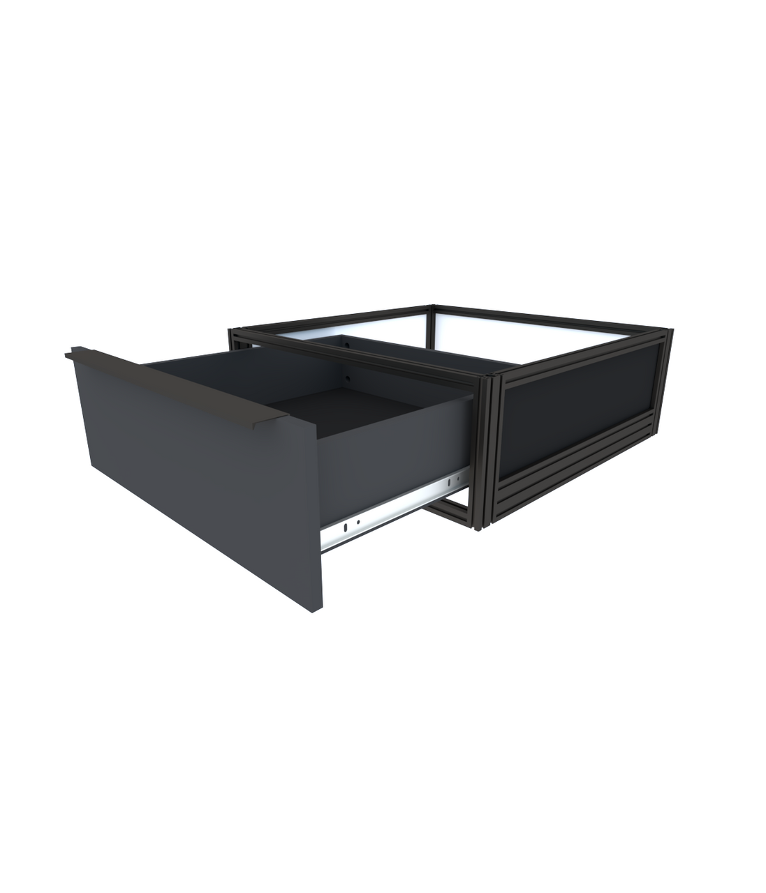 DF Series display risers with drawers for Moduspace cases