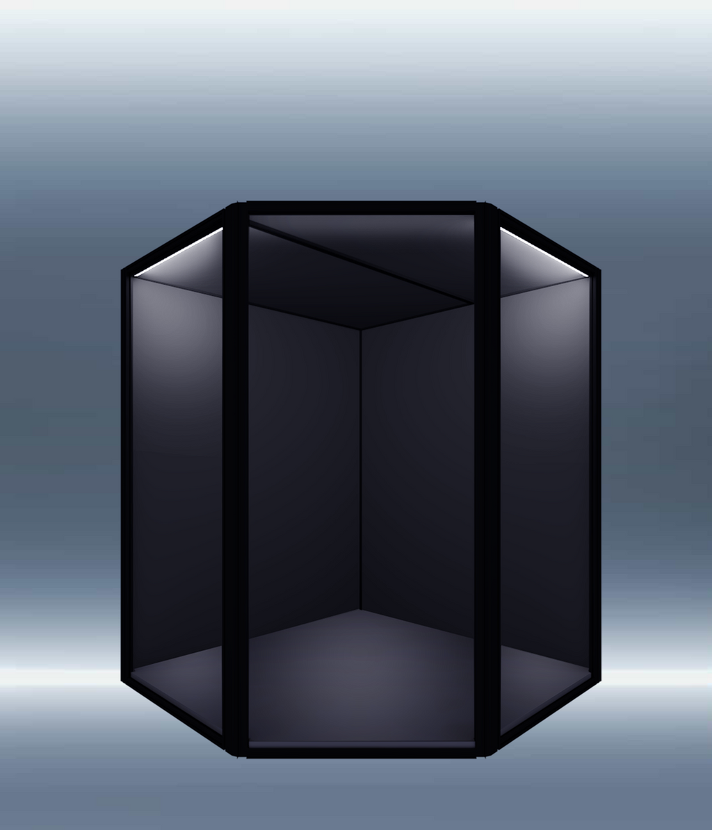 DF130 45° corner tall acrylic display case for statues — Moduspace