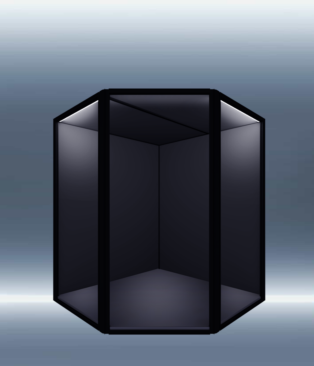 DF130 45° corner tall acrylic display case for statues — Moduspace