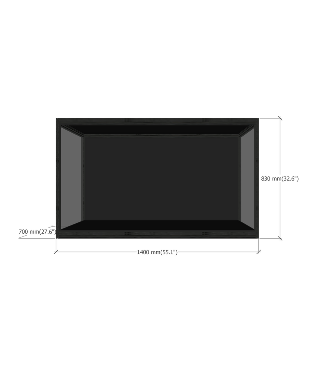 MAX140 Plus acrylic display case dimensions diagram
