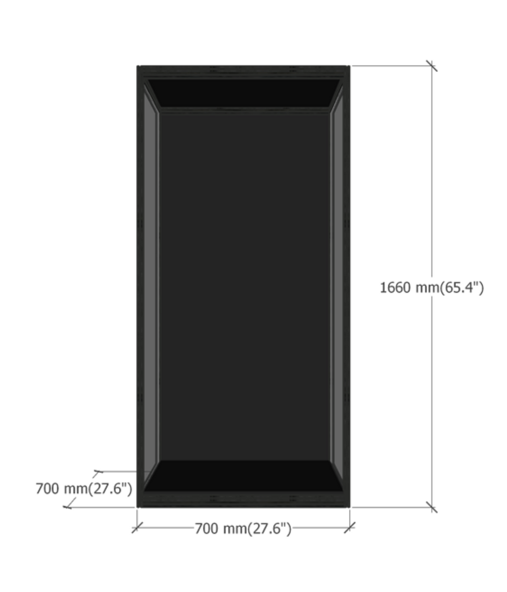 MAX150 Plus acrylic display case dimensions diagram