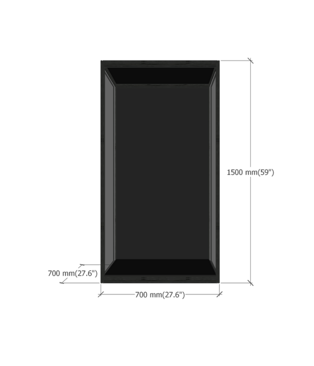 MAX150 acrylic display case dimensions diagram