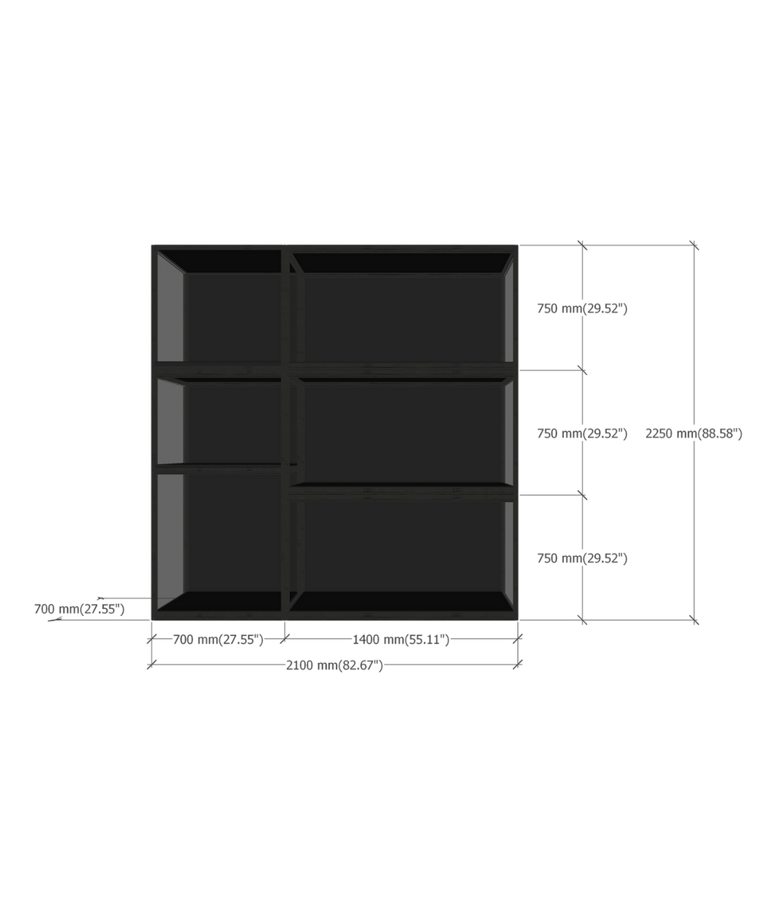 MAX2103 display wall dimensions diagram