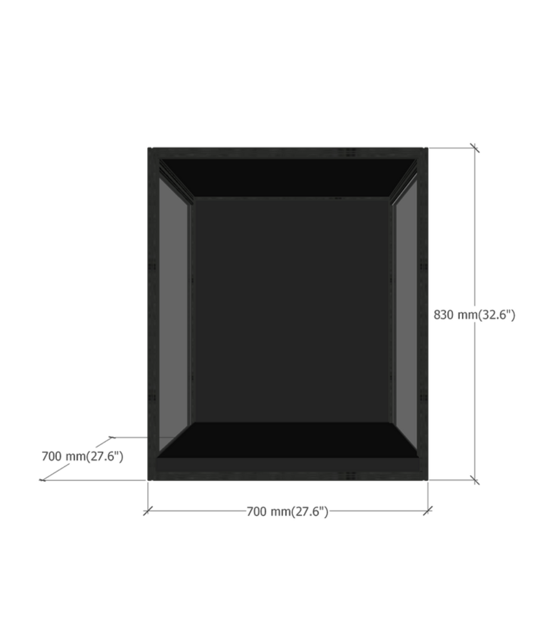 MAX70 Plus acrylic display case dimensions diagram
