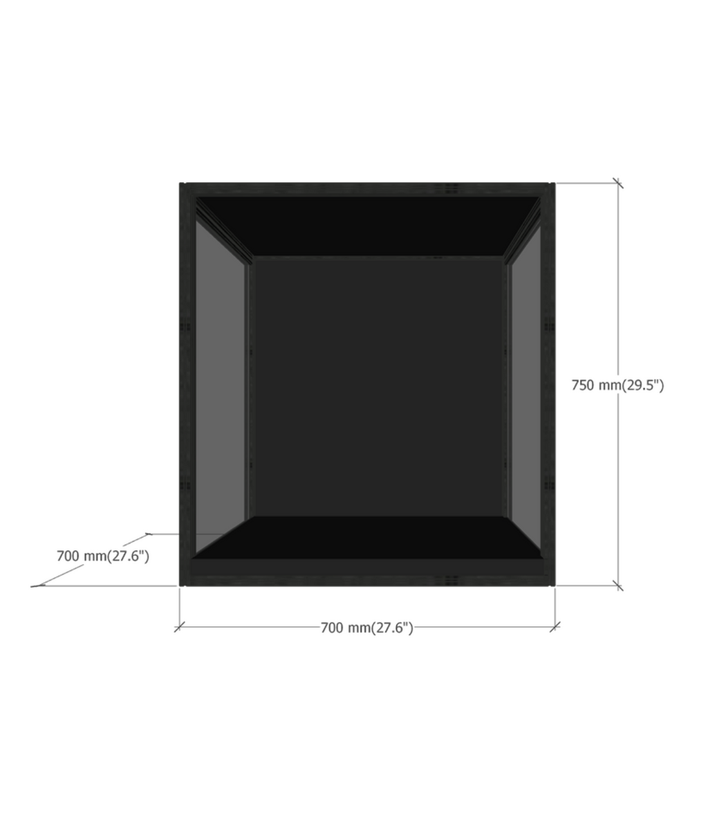 MAX70 acrylic display case dimensions diagram