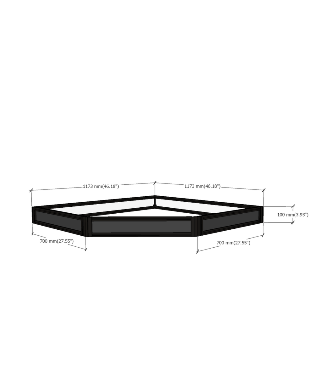 MAX 45° Corner display risers 100mm dimensions diagram
