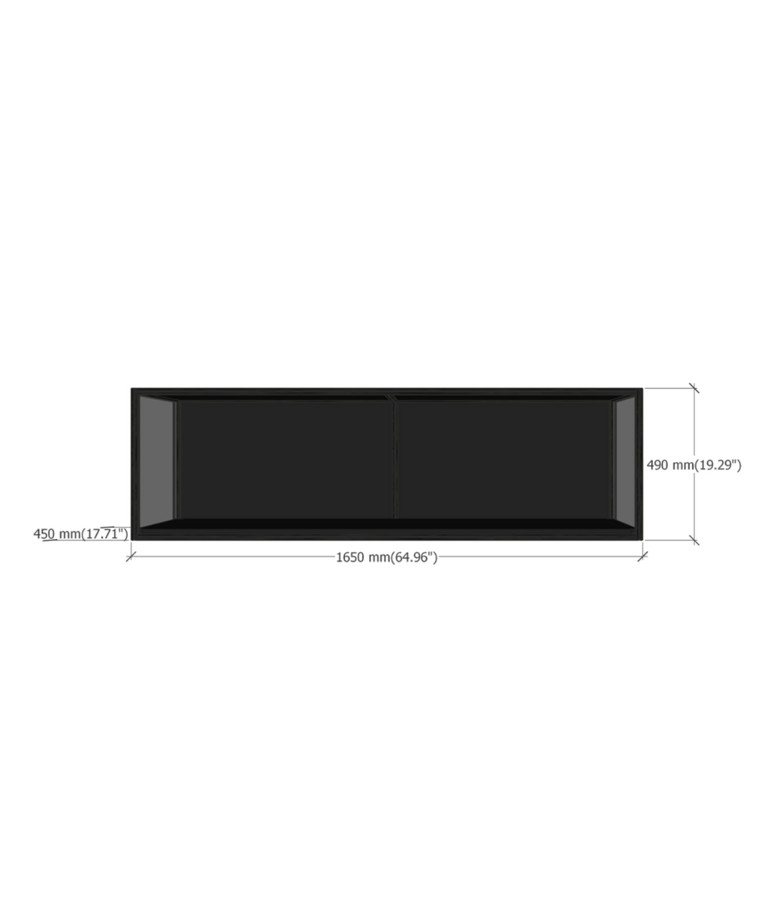 SIXTH165 acrylic display case dimensions diagram