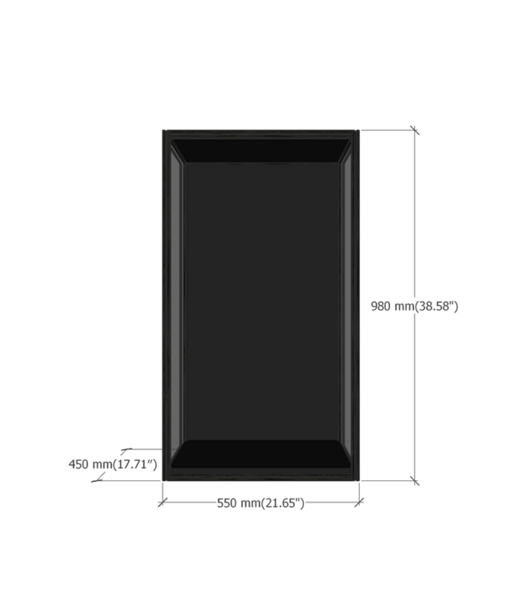 SIXTH98 acrylic display case dimensions diagram