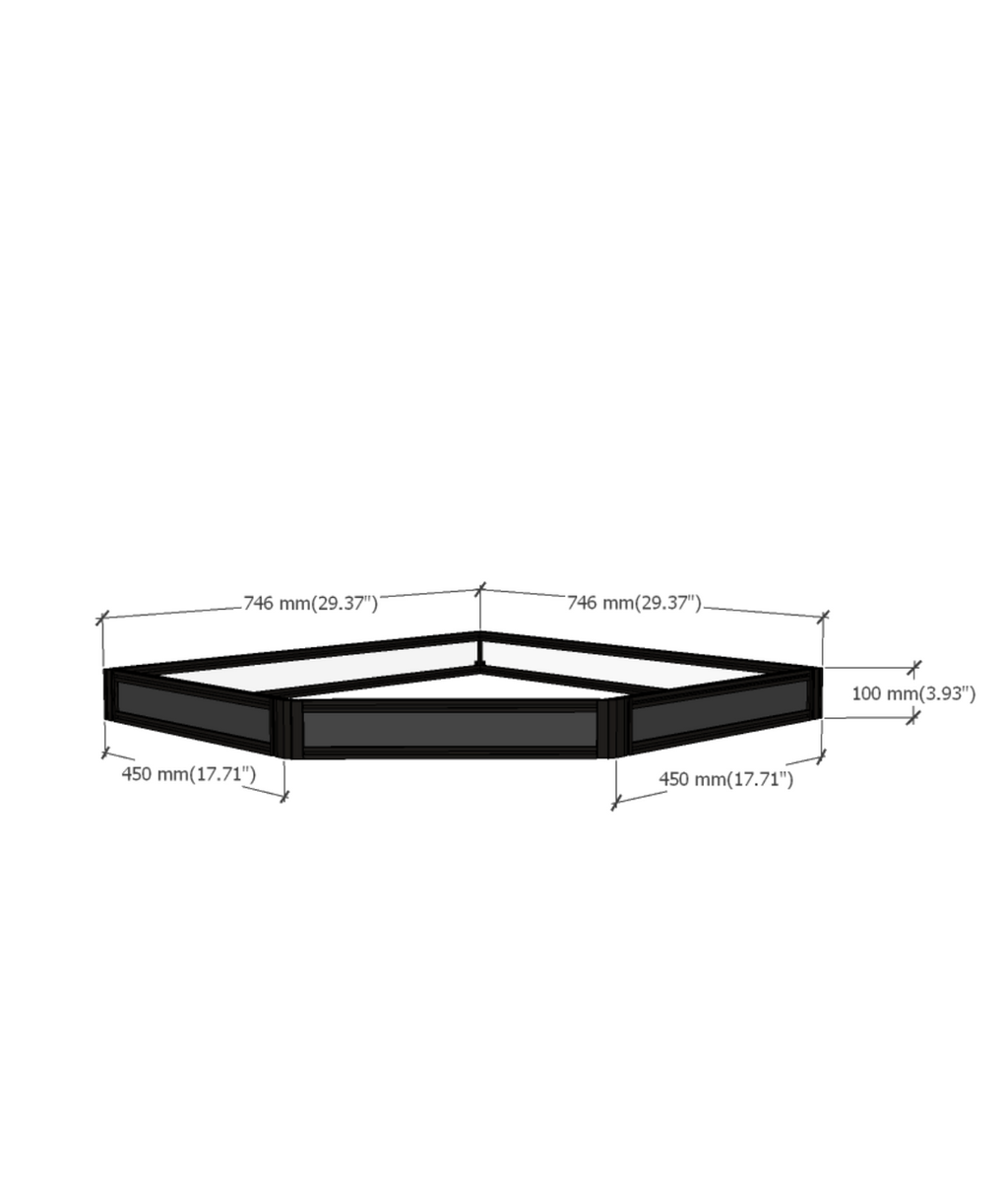 SIXTH Series 45° Corner display risers dimensions diagram