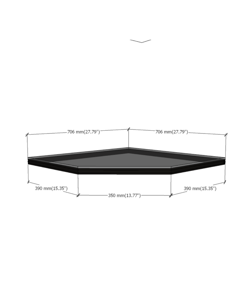SIXTH Series 45° Corner full shelf dimensions diagram