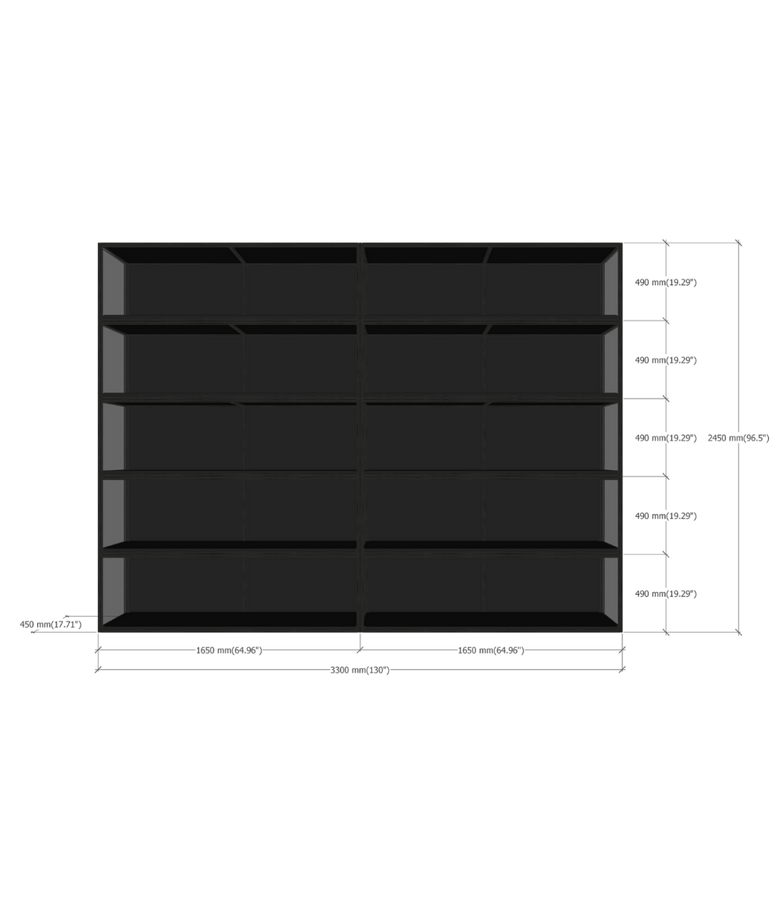 SIXTH3305 display wall dimensions diagram