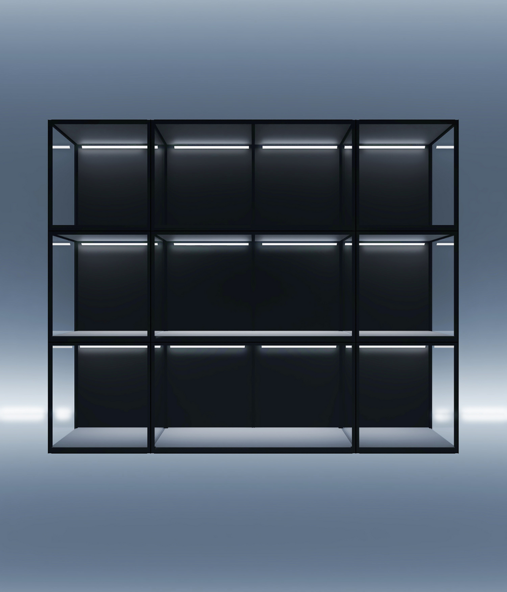 DF2401 acrylic display wall of DF120 and DF60 cases — Moduspace
