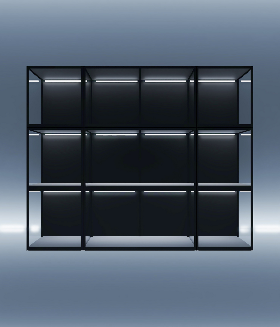 DF2401 acrylic display wall of DF120 and DF60 cases — Moduspace