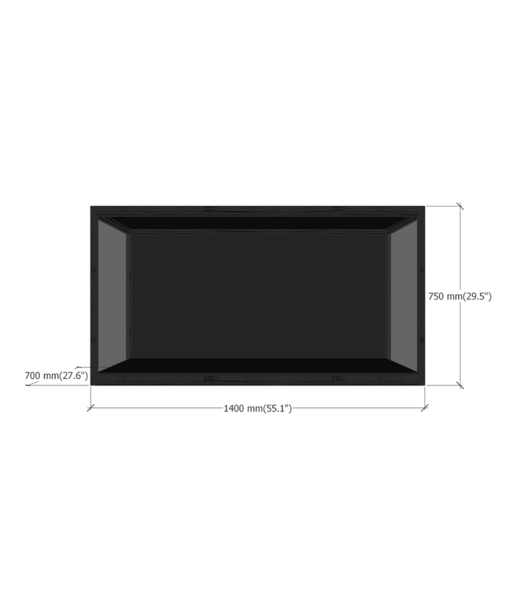 MAX140 acrylic display case dimensions diagram