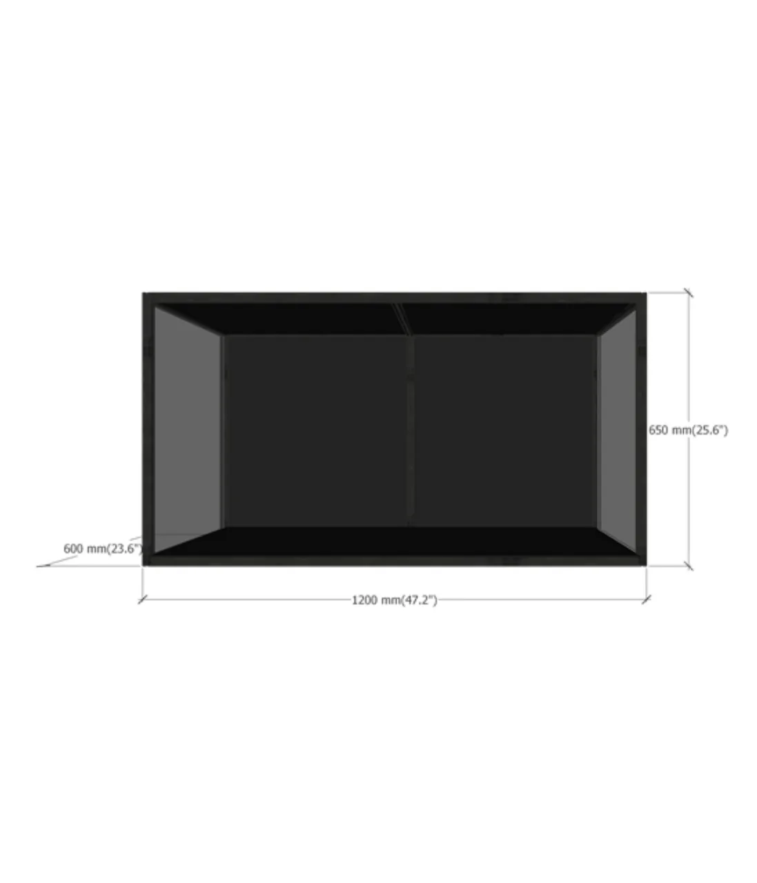 DF120 acrylic display case dimensions diagram